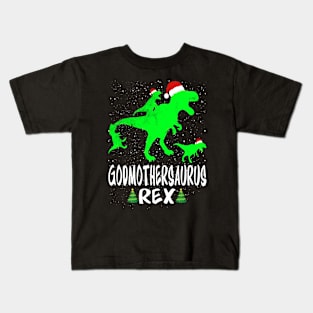 Godmother T Rex Matching Family Christmas Dinosaur Shirt Kids T-Shirt